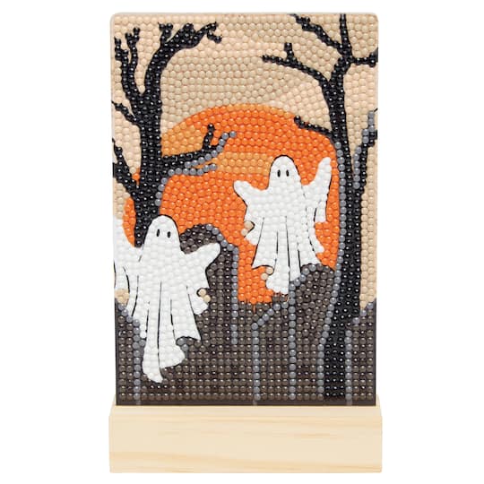 4" x 6" Graveyard Ghosts Acrylic Surface Diamond Art Kit with Wood Stand by Make Market®